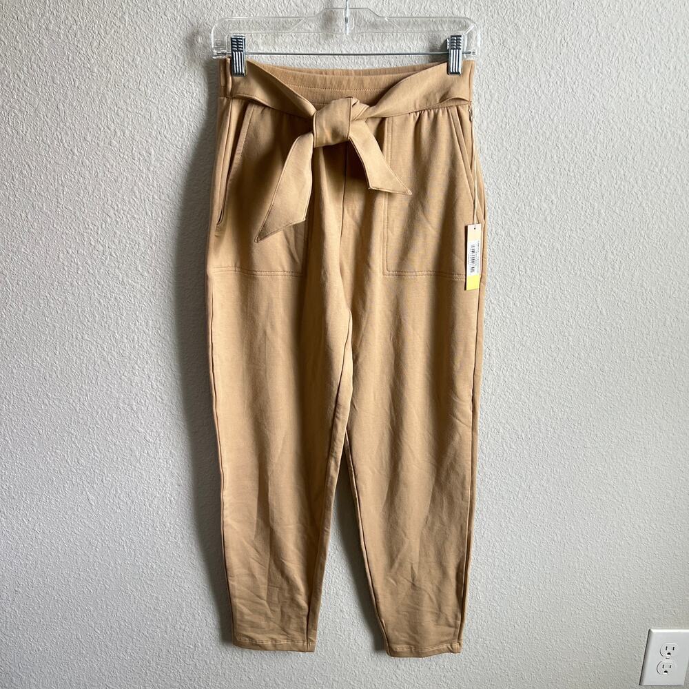 New Summersalt Tie Waist Pants Women's S High Rise Elastic Waist Tan Soft
